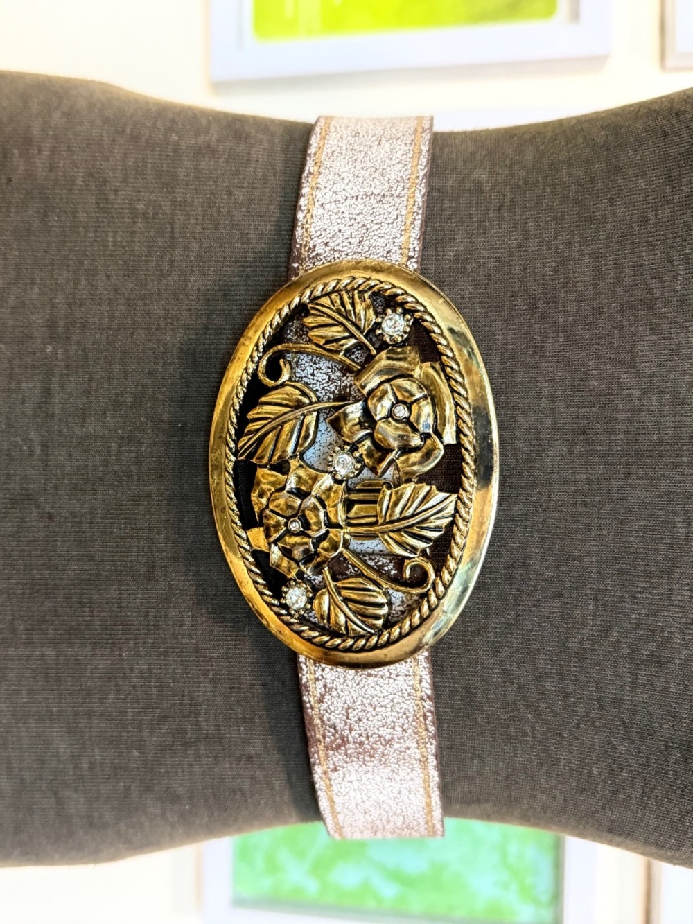 Vintage Metallic Rose Gold Floral Belt Western Cottagecore Statement Y2K Glam